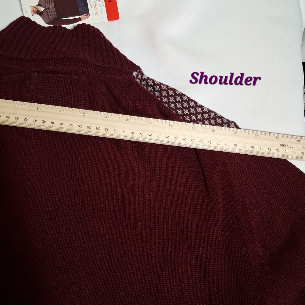 Weatherproof Vintage, Nordic Quarter Zip‎ In Burgundy Sweater. - Picture 8 of 9